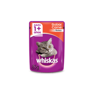 (C1) WHISKAS ADULTO CARNE EN SALSA 85 GR X 12U.