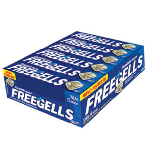 (C12) CHICLE FREEGELLS HIERBA BUENA(AZUL) 120GR X 15U.